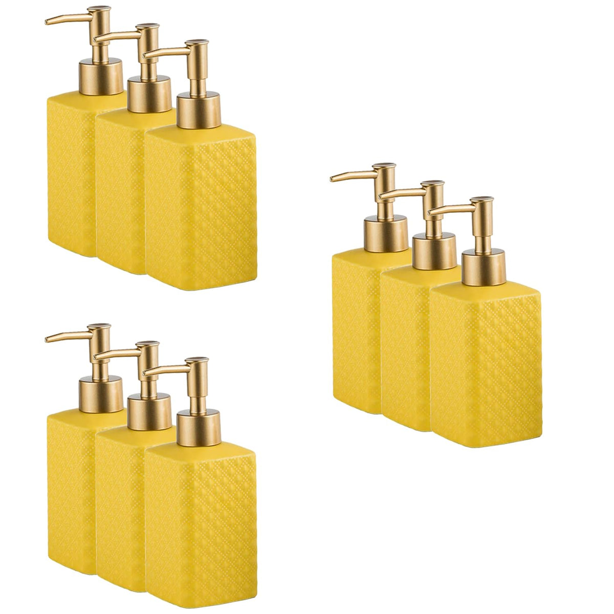 Kuber Industries Liquid Soap Dispenser | Handwash Soap Dispenser | Soap Dispenser for Wash Basin| Bathroom Dispenser Bottle | 9 Piece | Pack of 3 | 350 ml | ZX021YW | Yellow