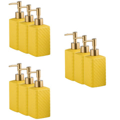 Kuber Industries Liquid Soap Dispenser | Handwash Soap Dispenser | Soap Dispenser for Wash Basin| Bathroom Dispenser Bottle | 9 Piece | Pack of 3 | 350 ml | ZX021YW | Yellow