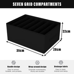 Heart Home Trouser Box | Wardrobe Organizer | Clothes Organizer | Storage Box for Pants-Shirt-Sweaters-Bra Panty-Socks | 7-Grid Closet Organizer | Plain | Medium | Black