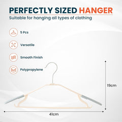 Kuber IndustriesPP Cloth Hanger Set of 15 with Zinc Plated Steel Hook (Grey)