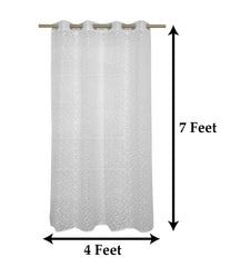 Kuber Industries Flower Design 7 Feet Door Curtain for Living Room, Bed Room, Kids Room with 8 Eyelet Pack of 2 (White) 54KM3940