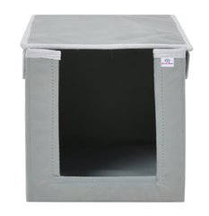 Heart Home Non-Woven Cloth Stacker Wardrobe Organizer/Bin With Carrying Handle & Lid- Pack of 4 (Grey)-HS43HEARTH26886