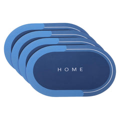 Kuber Industries Bath Mat | PVC Bathroom Mat | Shower Bath Mat | Floor Tub Mat | Diatom Mud Oval Mat | Anti-Skid Shower Bathroom Mat | CF-220801B |Pack of 4| Blue