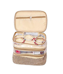 Kuber Industries Jute Make Up, Jewellery Kit Bag (Jute Design), Golden