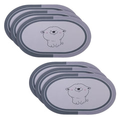 Kuber Industries Bath Mat | PVC Bathroom Mat | Shower Bath Mat | Floor Tub Mat | Diatom Mud Oval Mat | Anti-Skid Shower Bathroom Mat | CF-220804 |Pack of 6| Gray