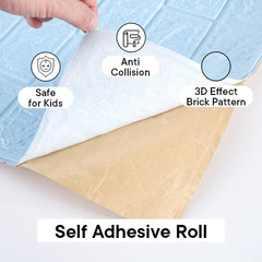 Kuber Industries Foam Brick Pattern 3D Wallpaper for Walls|Soft PE Foam| Easy to Peel, Stick & Remove DIY Wallpaper|Suitable on All Walls|Set of 2 Sheets, 70 cm X 77 cm (Pack of 1)