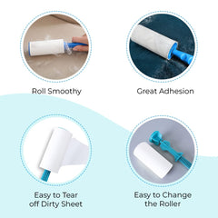 Kuber Industries Lint Remover | Super Sticky Lint Roller | Easy | Lint Roller for Clothes | Lint Roller for Pet Hair | 60 Sheets (1 Roller + 1 Replacement Roll) (Pack Of 2)