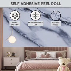 Kuber Industries Marble Design Wall Sticker for Walls | Marble Pattern| Easy to Peel, Stick & Remove DIY Wallpaper | Suitable on All Walls | Pack of 5 Roll,60 cm x 500 cm