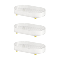 Kuber Industries Pack of 3 Multipurpose Double layer Decorative Drain Tray | Makeup Perfume Organiser, Bathroom Vanity, Dresser Tray, Kitchen Countertop Organiser Tray | Anti Slip | Transparent
