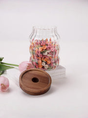 Kuber Industries Borosilicate Glass Jar with Bamboo Lid | Kitchen Organizer Items & Storage | Multi-utility, Leakproof, Airtight Storage Jar for Cookies, Snacks, Tea, Coffee, Sugar | Set of 2 (620ml)