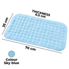 Kuber Industries Bathroom Mat|Anti Slip Mat for Bathroom Floor|Durable,Wear Resistant & Easy to Maintain|Acupressure & Foot Massager Door Mat with Water Drainage Holes|JL01|35 x 70 cm|Blue (Pack Of 6)