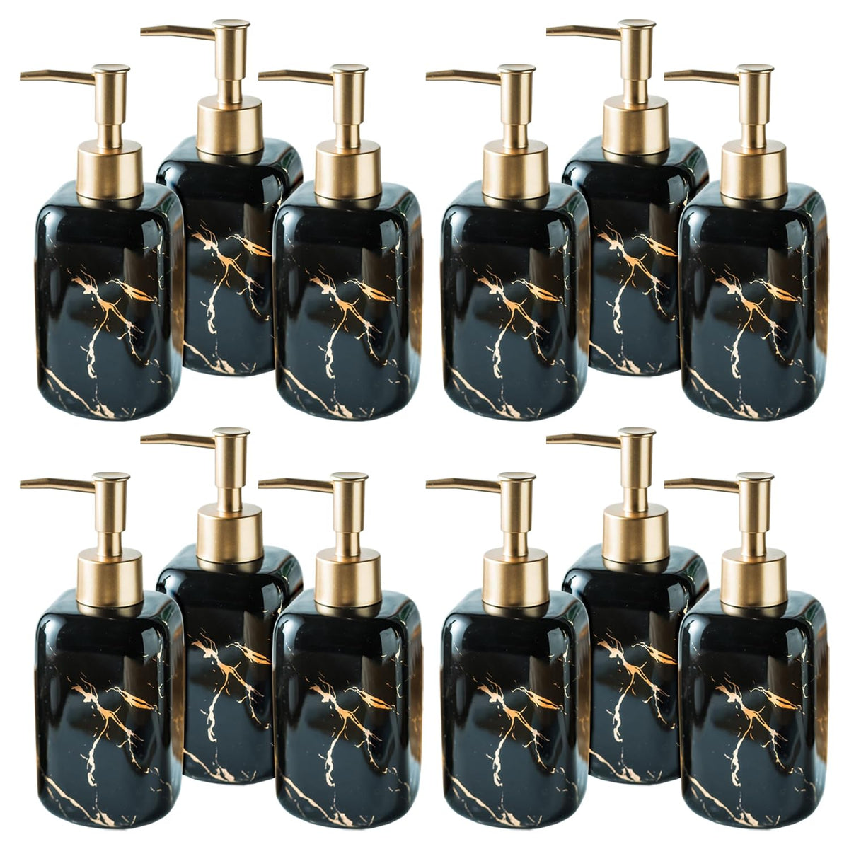 Kuber Industries Liquid Soap Dispenser | Handwash Soap Dispenser | Soap Dispenser for Wash Basin| Bathroom Dispenser Bottle | 12 Piece | Pack of 4 | 300 ml | ZX024BK | Black