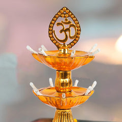 Heart Home Diwali Lights | Diwali String Light For Décor | Lights for Christmas | Lights for Navratri | Pooja Light For Diwali | Lights for Indoor | LED 2 Layer Diya Stand | Golden