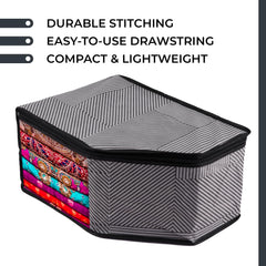 Kuber Industries Blouse Cover | Clothes Storage Bag | Zipper Wardrobe Organizers | Non-Woven Clothes Organiser | Side Transparent Blouse Organizer | Lining-Design | Pack of 6 | Gray