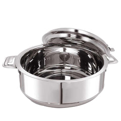 Kuber Industries 2.5L Stainless Steel Insulated Casserole for Roti, Puri & Chapati with Lid | Heat Retaining Body & Easy Lock Lid Mechanism Hotpot Roti Box for Home & Kitchen | Silver