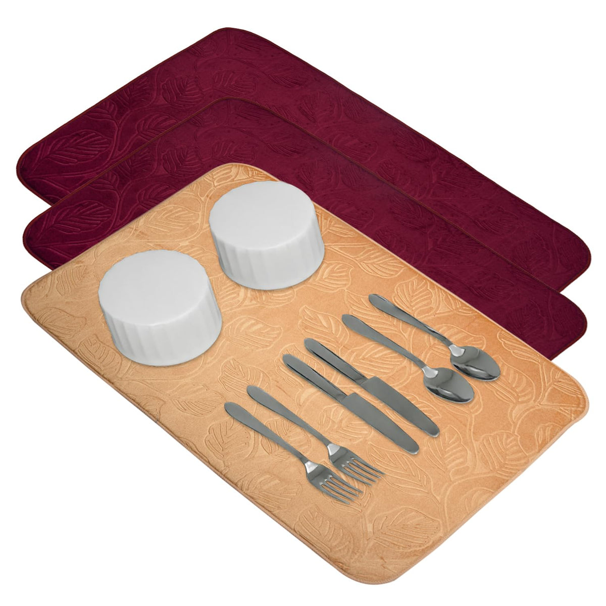 Heart Home Dish Dry Mat | Microfiber Self Drying Mat | Kitchen Drying Mat | Water Absorbent Kitchen Mat | Embossed Dish Dry Mat | 38x50 | Pack of 3 | Multicolor