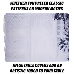 Heart Home Dining Table Cover | Cotton Table Cloth Cover | 6-Seater Table Cloth | Glory Table Cover | Table Protector | Table Cover for Dining Table | 60x90 Inch | DTC | White & Gray