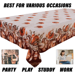 Kuber Industries Center & Dining Table Cover Set | Center & Dining Table Cover | Brown Flower Table Cover | Table Protector | Table Cover for Dining & Center | Golden