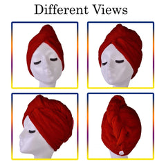 Kuber Industries Hair Wrapper|Hair-Drying Bathrobe Turban Towel|Stretchy Microfiber Quick Absorbent Hair Dry Salon Towel (Maroon)