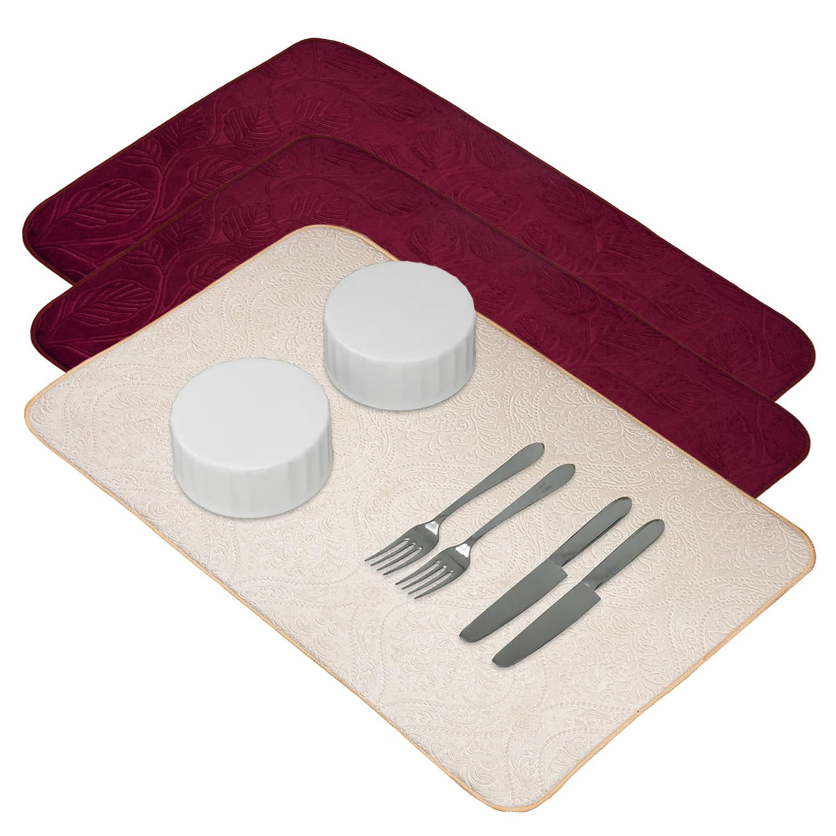 Heart Home Dish Dry Mat | Microfiber Self Drying Mat | Kitchen Drying Mat | Water Absorbent Kitchen Mat | Embossed Dish Dry Mat | 38x50 | Pack of 3 | Multicolor