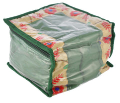 Kuber Industries Flower Design Laminated PVC Jewelry Organiser Jewelry Storage Bags for Necklace, Earrings, Rings, Bracelet with 10 Transparent Pouches (Green)-HS43LUG25840