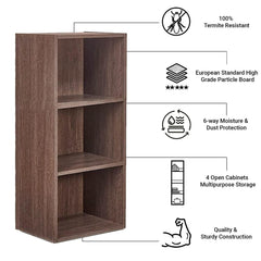 Kuber Industries Book Shelf|Wooden 4 Shelves Engineered Bookshelf|Storage Cabinet for Kitchen,Wall Shelf,Décor Shelf,30"X30",(Brown) (Pack of 2)