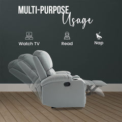 Heart Home PU Leather Extra Comfortable Single Recliner Sofa Chair for Relax | Adjustable Postions Manual Recliners for Home Theater, Living Room Chair 1 Seater | Solid - Gray