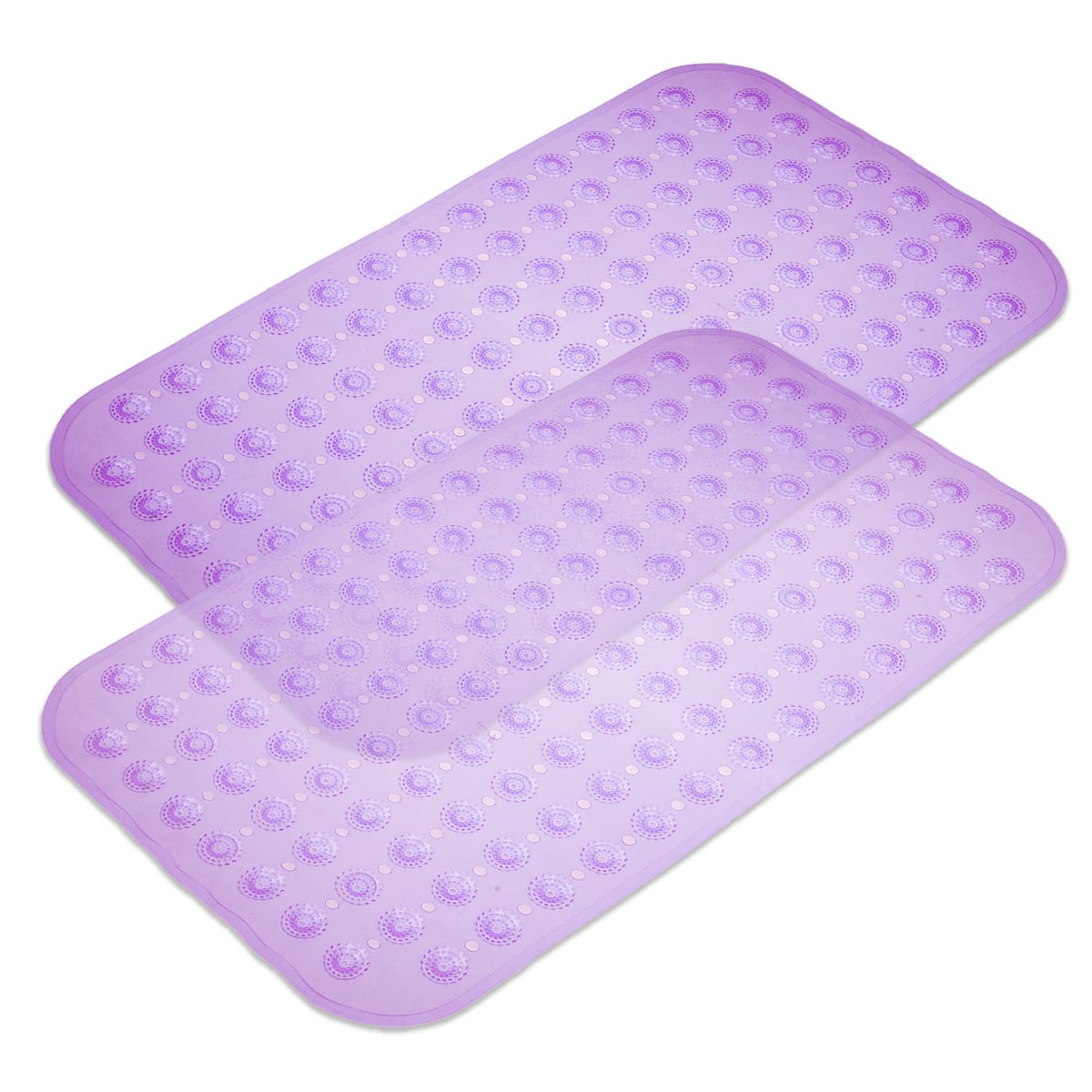 Kuber Industries Bath Mat | PVC Bathroom Mat | Shower Bath Mat | Transparent Round Floor Tub Mat | Foot Massager Mat | Anti-Skid Shower Mat with Drain Holes | Pack of 2 | Purple