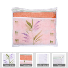 Heart Home Saree Cover | Clothes Storage Bag | Single Packing Saree with Zip Closure | Wardrobe Organizer | Cloth Stoarge Organizer | Brush Design | Pack of 24 | White