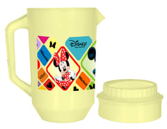 Heart Home Mickey Minnie Print Unbreakable Plastic Water Jug with Lid for Home, Kitchen, Office 2 Liter (Cream)