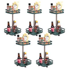 Kuber Industries 2-Layer Rotating Spice Rack|Square Shelf For Cabinet Countertop|360-Degree Rotable Kitchen Trolley|Fruit Basket Pack of 5 (Dark Green)