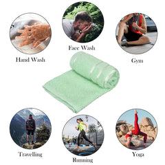 Kuber Industries Face Towel | Towels for Facewash | Towels for Gym | Facewash for Travel | Towels for Daily use | Workout Hand Towel | Lining Design | 14x21 Inch | Pack of 2 | Green