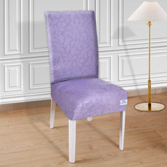 Heart Home Leaf Printed Elastic Stretchable Polyster Chair Cover for Home, Office, Hotels, Wedding Banquet (Purple)-50HH0943