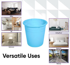 Heart Home Plastic Dustbin|Portable Garbage Basket & Round Trash Can for Home,Kitchen,Office,College,7 Ltr.(Sky Blue)