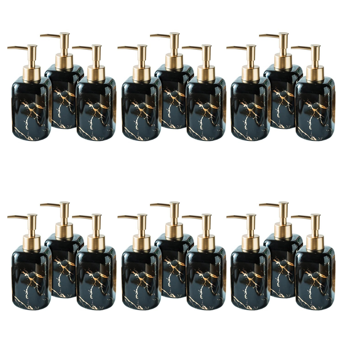 Kuber Industries Liquid Soap Dispenser | Handwash Soap Dispenser | Soap Dispenser for Wash Basin| Bathroom Dispenser Bottle | 18 Piece | Pack of 6 | 300 ml | ZX024BK | Black