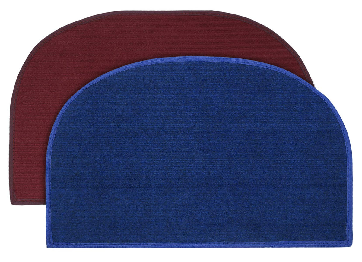 Kuber Industries D-Shape Durable Microfiber Door Mat, Heavy Duty Doormat,(Set of 2, 14'' x 23'', Maroon & Blue)-KUBMART12197