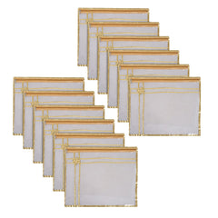 Heart Home Saree Cover | Clothes Storage Bag | Single Packing Saree with Zip Closure | Wardrobe Organizer | Cloth Stoarge Organizer | Bow Design with Golden Border | Pack of 12 | Transparent