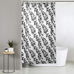 Kuber Industries 0.20mm Leaf Printed Stain Resistant, No Odor, Waterproof PVC AC Curtain with Hooks,7 Feet, Pack of 2 (Grey)