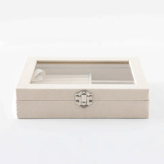 Homestic Pack of 1 Velvet Jewelry Box Organizer | Jewelry Storage Box | Jewelry Organizer | Showcase Holder Dresser Organizer for Earring Necklace Bracelet Ring | YXX-018 | White