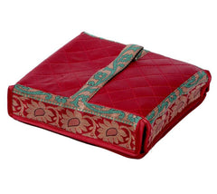 Kuber Industries Cotton Foldable Make Up Kit Cum Jewellery Kit Necklace Pouch (Maroon) -CTKTC039115