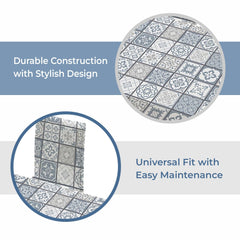 Kuber Industries Set of 7 Waterproof & Oil Repellent Dining Table Chair Cover 6 Seater Full Set | Washable & Dustproof Table & Seat Cover Protector Slipcover | White & Blue Checkered