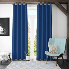 Kuber Industries Set of 12 100% Darkening Black Out Curtain I 5 Feet Window Curtain I Insulated Heavy Polyester Solid Curtain|Drapes with 8 Eyelet for Home & Office (Blue)