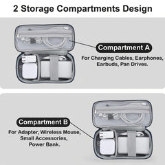 Heart Home Travel Organizer For Electronic Accessories|Multipurpose Pouch|Adapter, Cable, Gadget Organizer|Two Comparment With Zipper (Black)