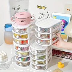 Kuber Industries (Set of 3) Drawer Desk Organizer 4-Layer Aesthetic Organizer for Office & Study Table, Stationary & Pen Organizing for Students - White