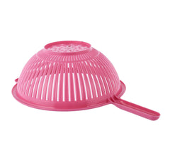 Fun Homes Plastic Strainer Colander with Long Handle Use for Pasta, Noodles, Spaghetti, Vegetables and More (Pink)-FHUNH15133, Standard (FHUNH015133)