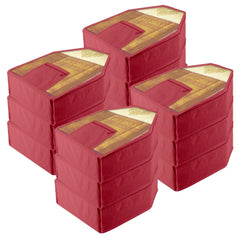Heart Home Blouse Cover | Clothes Storage Bag | Zipper Wardrobe Organizers | Clothes Organiser with Attached Pocket | Non-Woven Front Transparent Blouse Cover | Pack of 12 | Maroon