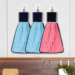 Kuber Industries Napkin | Washbasin Hanging Napkin | Kitchen Towel with Ties | Napkin for Kitchen | Zig Zag Napkin for Bathroom | Hand Towel for Kitchen | Pack of 3 | Multi