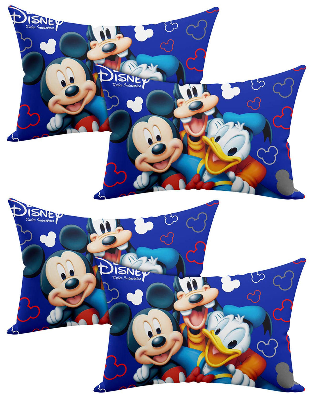 Kuber Industries Disney Team Mickey Print Silk Special Long Crush Pillow Cover- Set of 4, Royal Blue-KUBMART10043