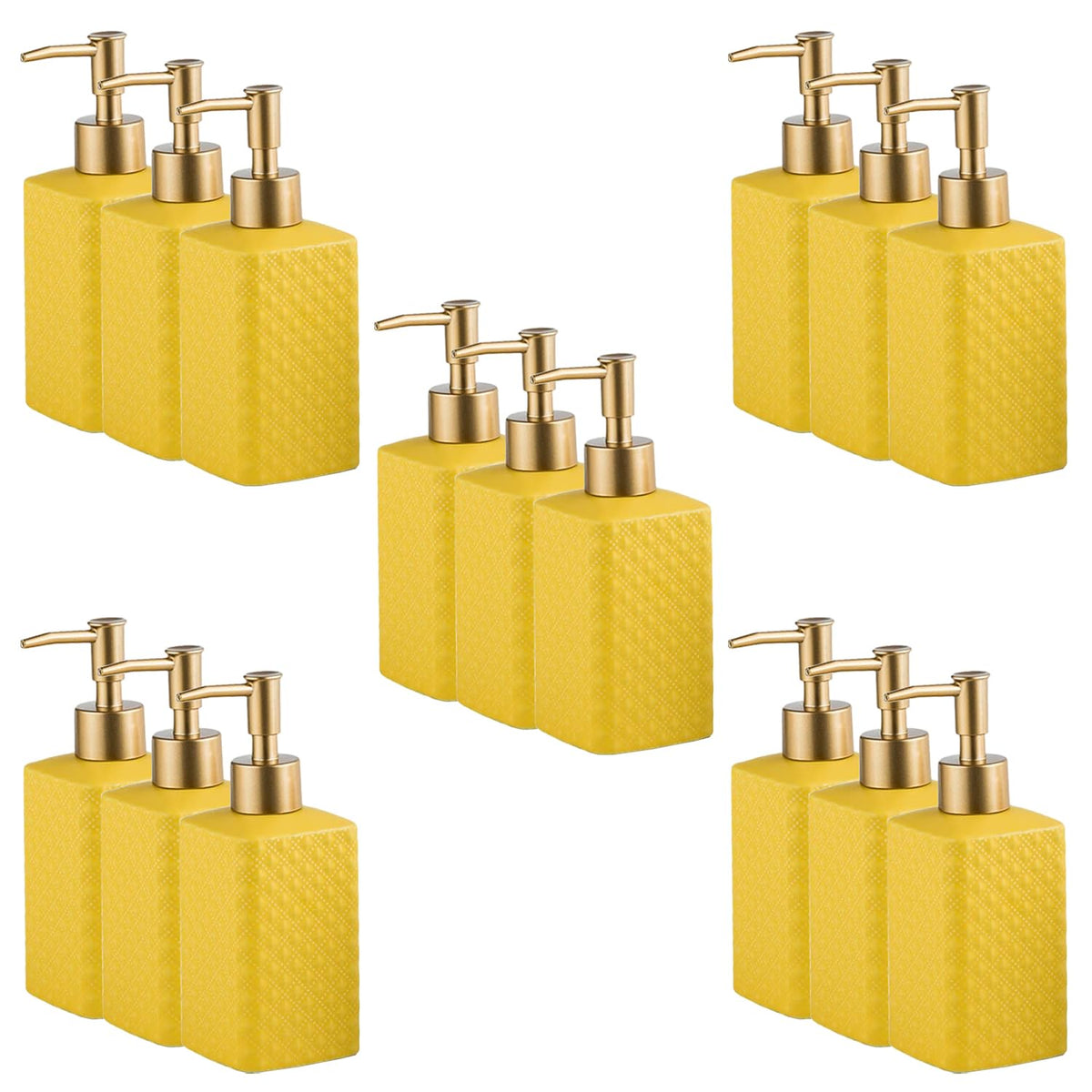 Kuber Industries Liquid Soap Dispenser | Handwash Soap Dispenser | Soap Dispenser for Wash Basin| Bathroom Dispenser Bottle | 15 Piece | Pack of 5 | 350 ml | ZX021YW | Yellow