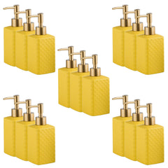 Kuber Industries Liquid Soap Dispenser | Handwash Soap Dispenser | Soap Dispenser for Wash Basin| Bathroom Dispenser Bottle | 15 Piece | Pack of 5 | 350 ml | ZX021YW | Yellow